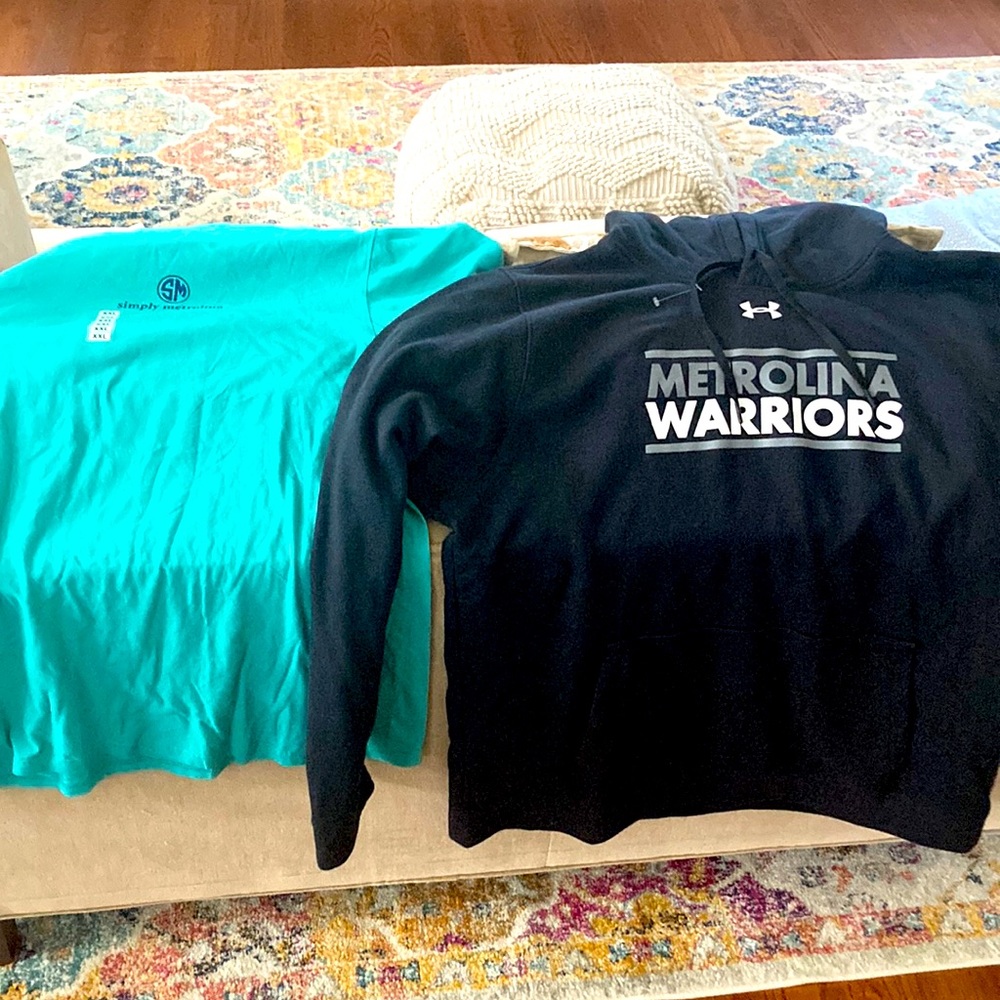 Bundle One Under Armor Hoodie & One Port & Company T-Shirt Sz XXL Both Brand New